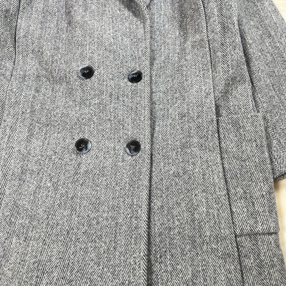 Hermon Kay Blazer Size 16 Herringbone Double Breasted Wool Blend Jacket - Picture 6 of 13